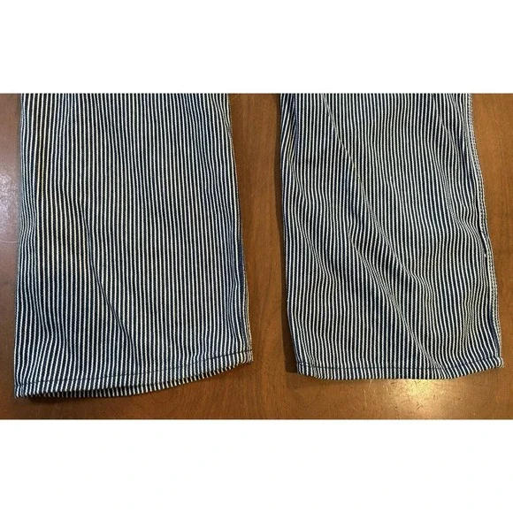 Round House Bib Overalls 38 X 32 Striped 100% Cotton Adjustable Straps - Picture 8 of 8